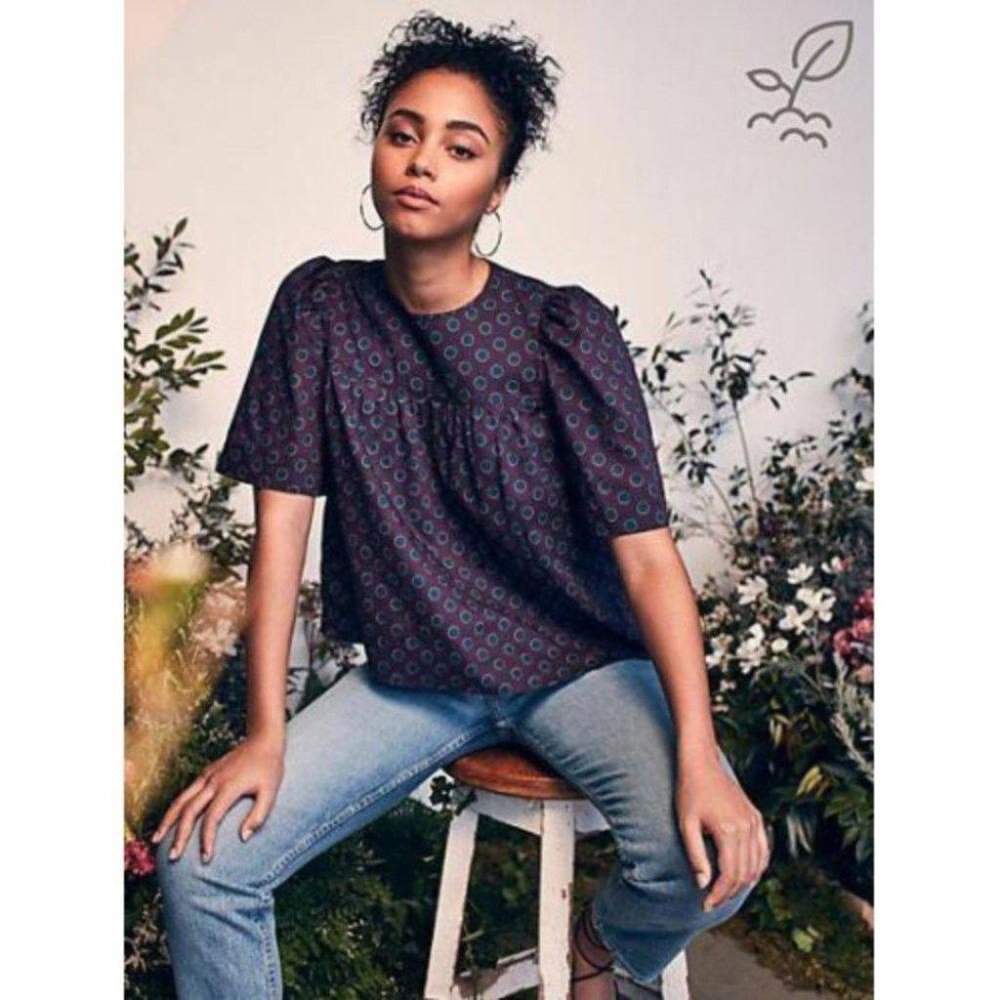 HappyXNature Kate Hudson Dot Printed Cotton Poplin Blouse Top Summer
